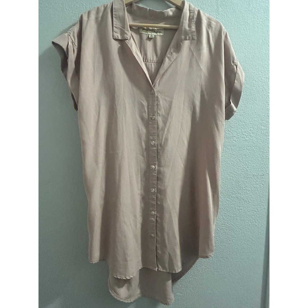 Young Hearts Run Free Smoked Rose‎ Lyocell Button Down Tunic Top M